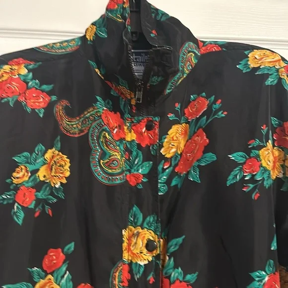 Vtg Detail Sportswear 100% silk floral print bomber jacket, Sz Small - Picture 3 of 8